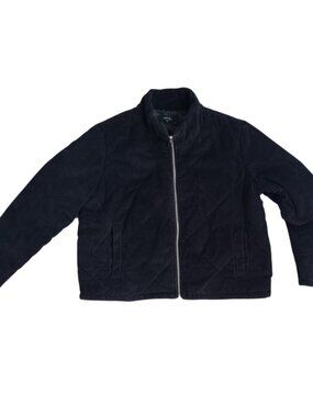 Forever 21 Vintage Style Black Corduroy Bomber Jacket - Full Zip, Size L